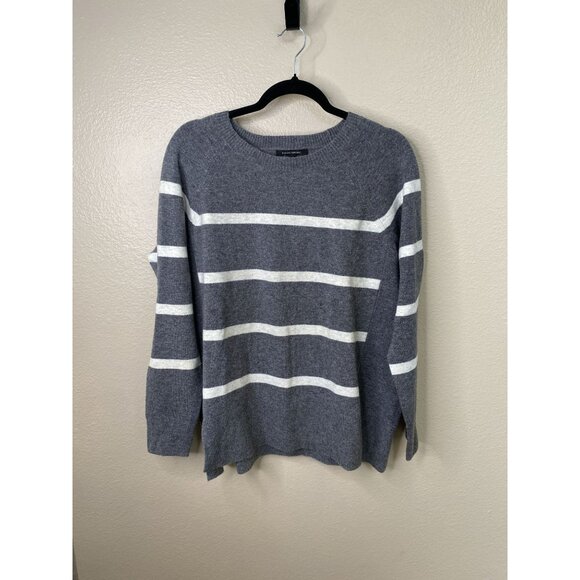 Banana Republic Womens Gray & White Stripe Sweater Small Wool Blend Long Sleeve - Picture 1 of 6